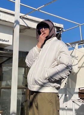 TWORED美式假两件拼接连帽棉衣男加厚保暖情侣冬款工装外套