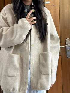 卫衣宽松百搭慵懒风夹克外套潮秋 微胖MM2 300斤大码 美式 复古开衫