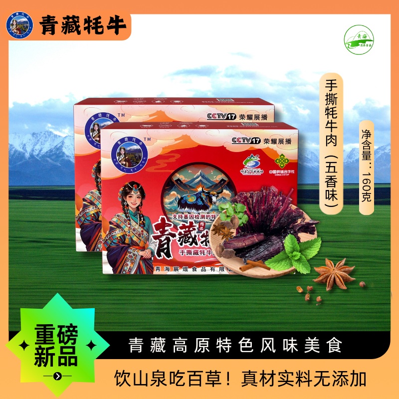 青海特产手撕牦牛肉干五香味160g盒装休闲零食下午茶青藏牦牛