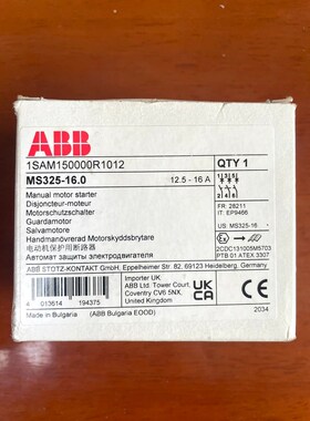 ABB原装马达保护断路器MS325-16.0 议价