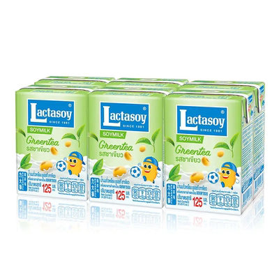 Lactasoy/力大狮泰国进口绿茶味豆奶125ml*6瓶*3组学生早餐营养奶