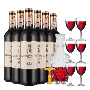 西班牙原瓶进口国王徽章骑士传承干红葡萄酒750ml 送酒具8件 6瓶