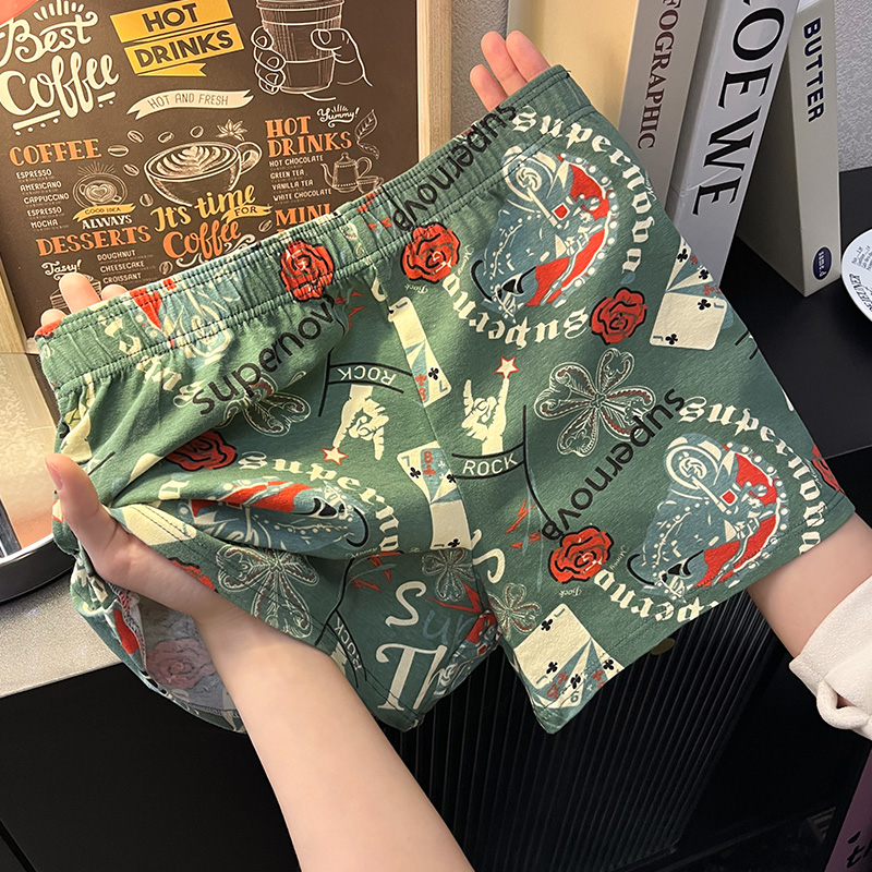 印花宽松男士阿罗裤纯棉舒适透气春夏睡裤休闲大码居家四角大裤衩