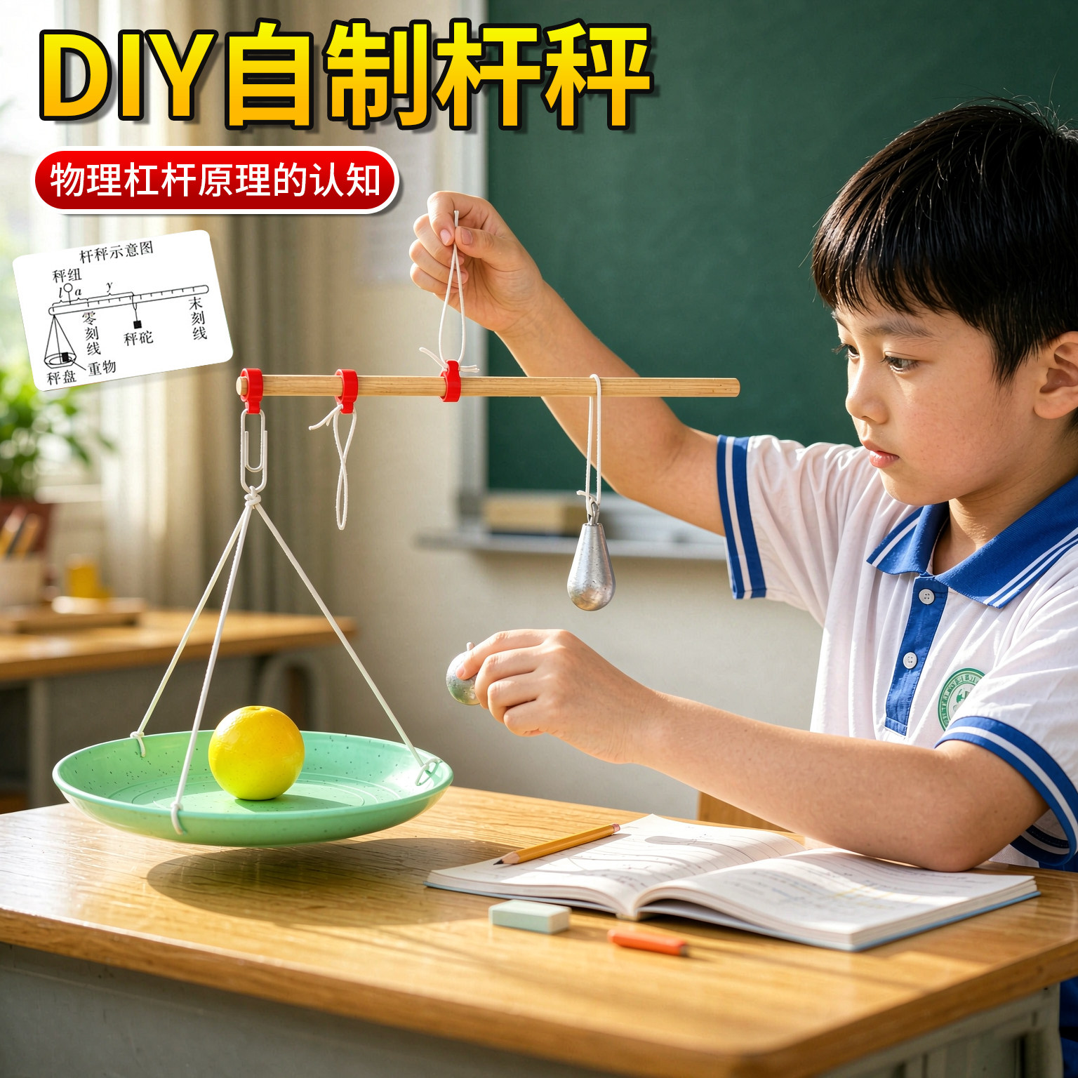 DIY自制杠杆科学实验物理原理认知 初中学生手工材料包小制作教具