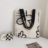 韩风新款 帆布包包女大学生上课单肩手提书包袋大容量小众潮牌定制