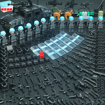 维和防暴队拼装积木人仔警察特种兵小人2024新款男孩益智玩具