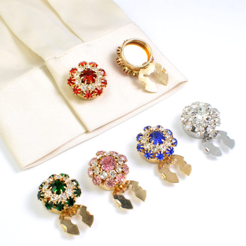 button cover 时尚珍珠水钻衬衣袖扣纽扣盖花朵领扣钻饰扣纽扣套