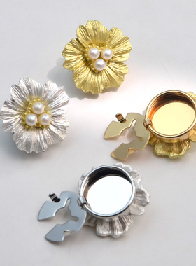 button cover 韩系日系衬衣袖扣袖口金色花瓣水钻饰品钻饰纽扣套