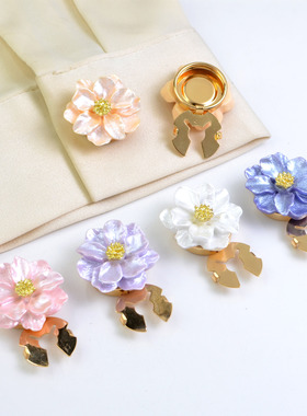 button cover珠光五瓣栀子花衬衣袖扣纽扣盖花朵领扣钻饰扣纽扣套