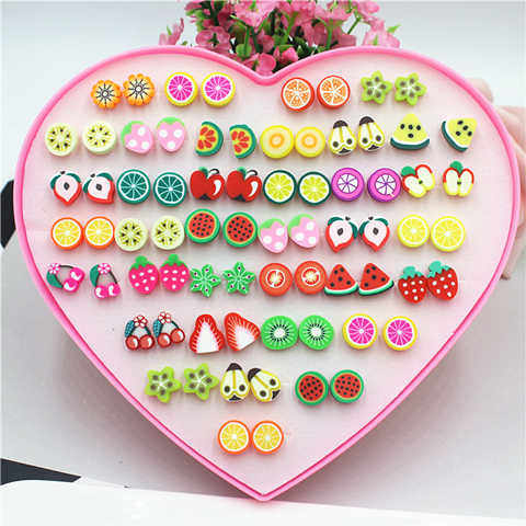 韩版迷你小耳钉水果蛋糕软陶塑料耳针可爱儿童女生耳饰包邮。