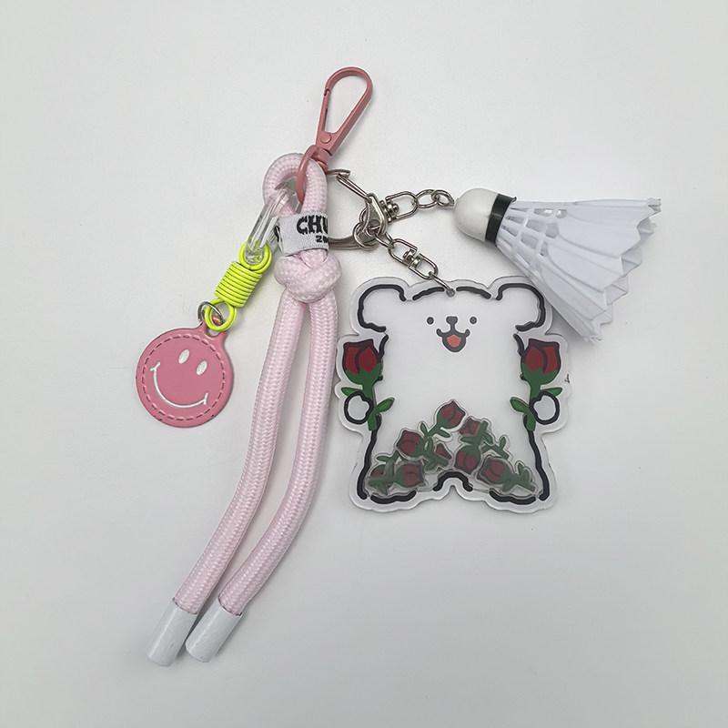 羽毛球包挂饰亚克力钥匙扣挂件纪念品情侣球友礼品球会比赛奖品