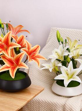 客厅仿真花百合花家居装饰假花