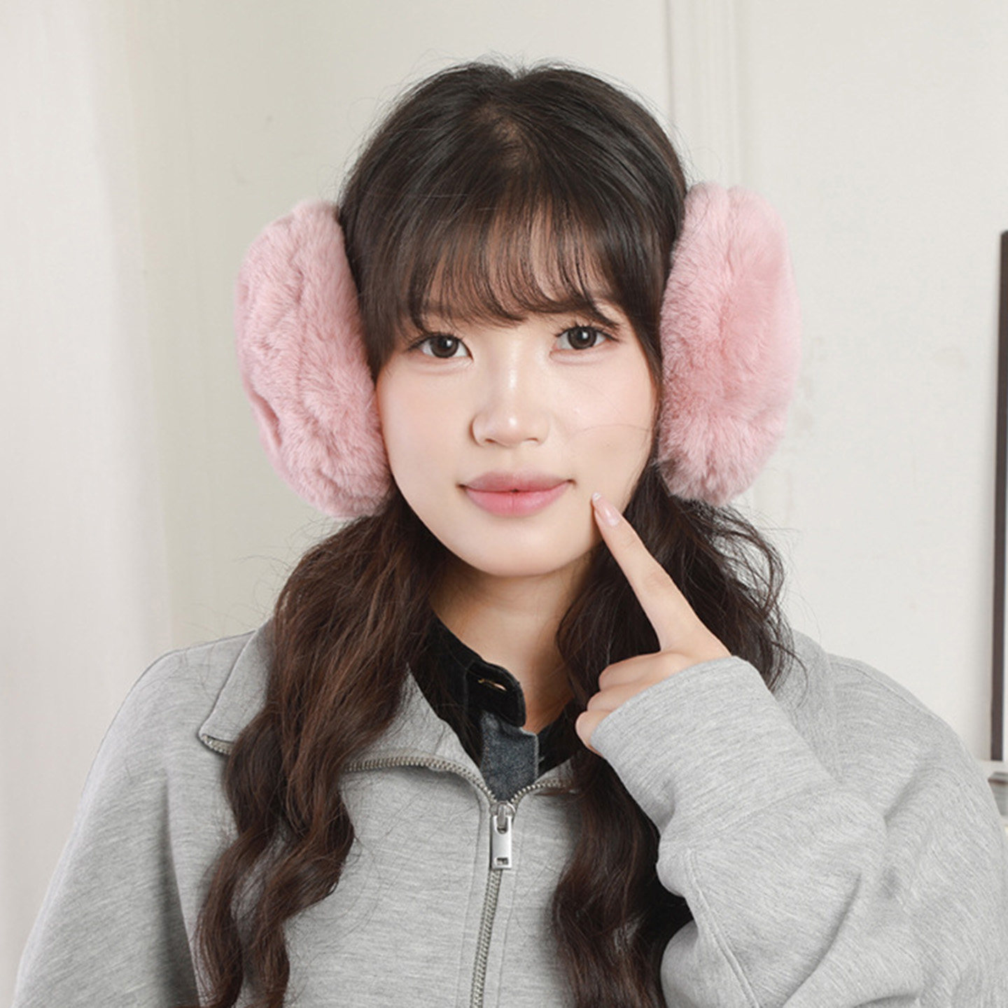 冬季毛绒后戴式保暖耳套防冻