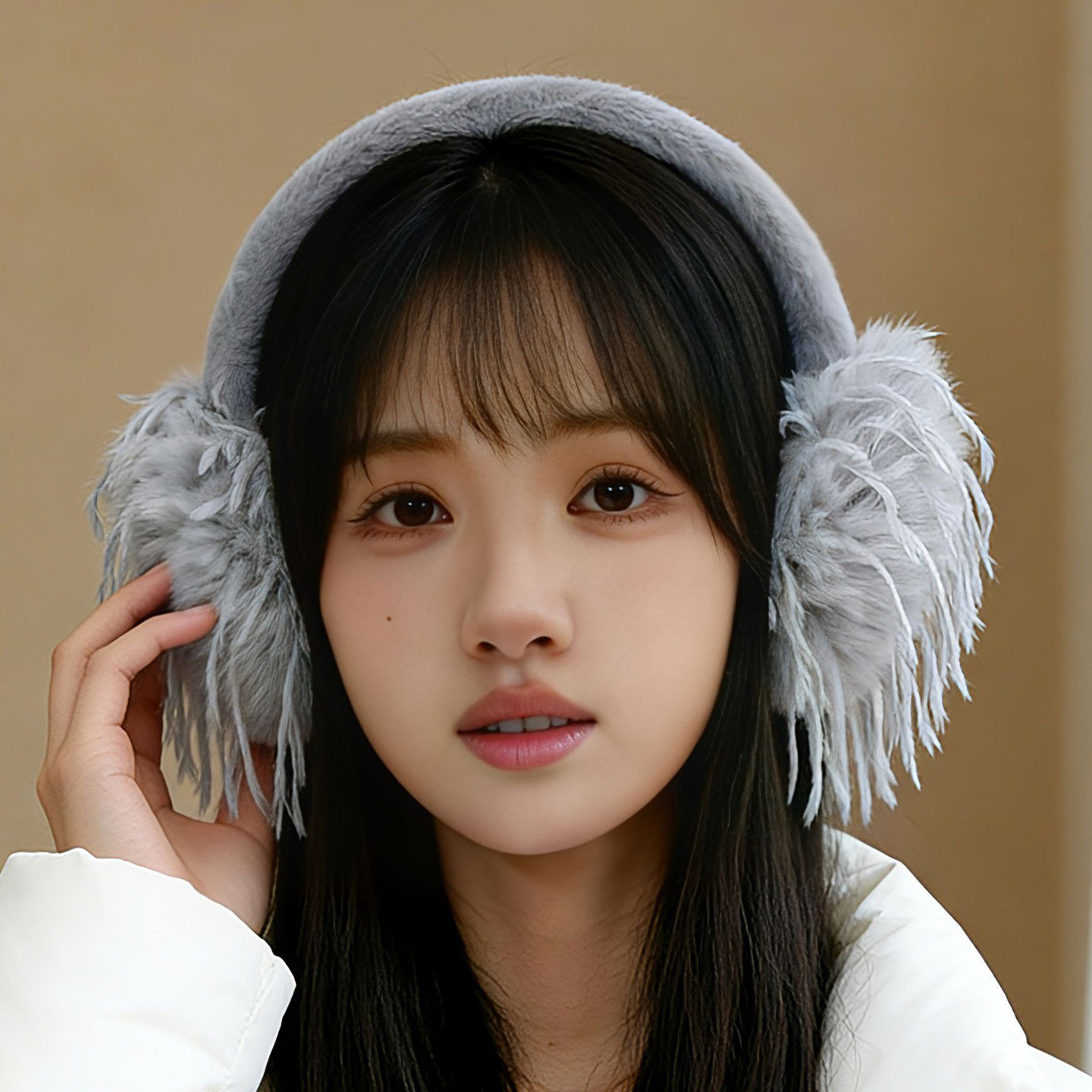 冬季毛绒流苏折叠防风保暖耳套女