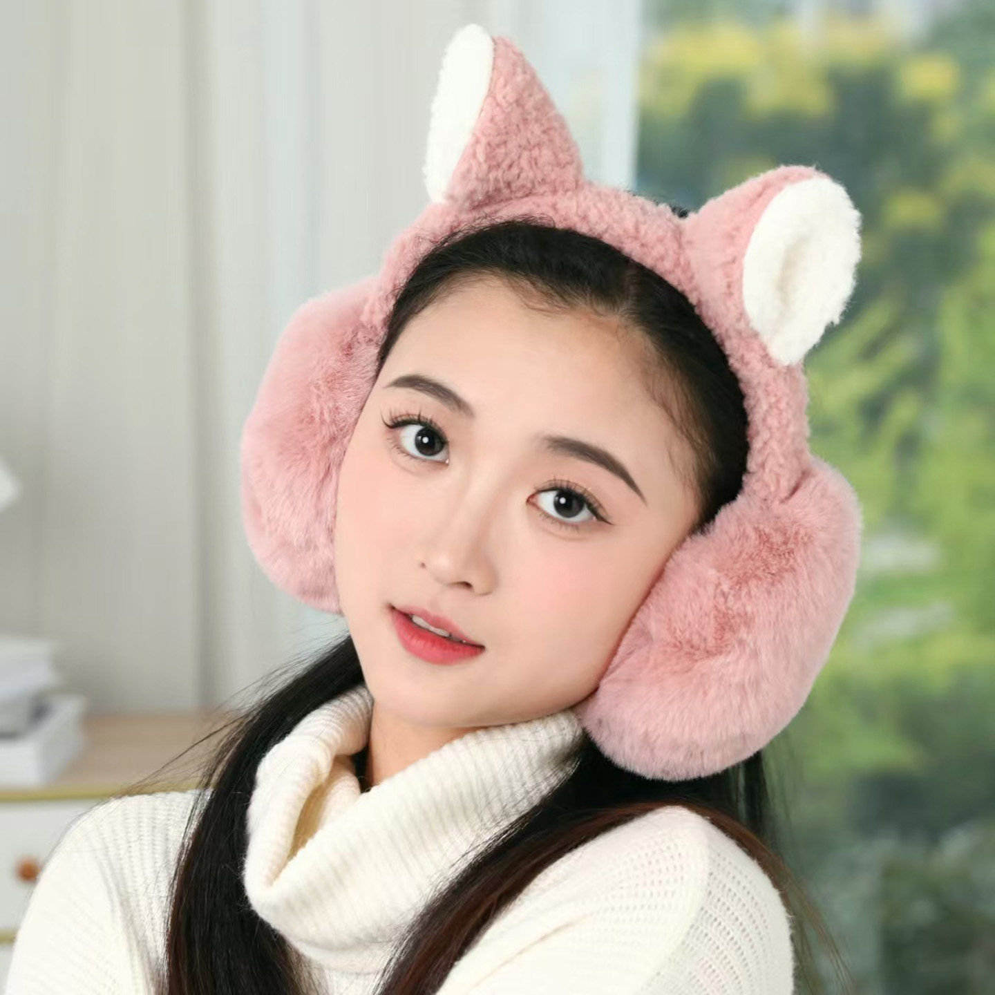 冬季毛绒猫耳保暖耳套可爱减压