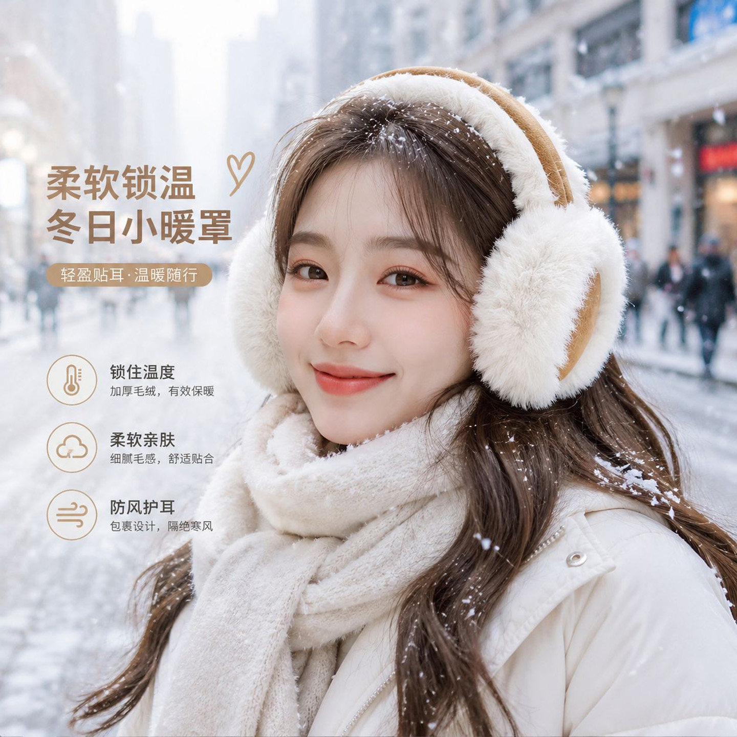 冬季加厚毛绒防风折叠耳套女
