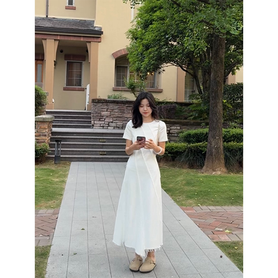 【年终清仓 售完不补】天丝棉简约收腰显瘦不规则拼接无袖连衣裙