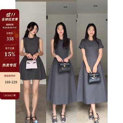 【郭九九呢】气质名媛无袖收腰显瘦背心公主裙夏季新款西装连衣裙