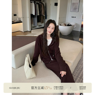 郭九九呢【云朵】韩系休闲外套上衣秋显瘦半身裙高智感卫衣套装女