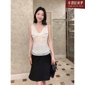鱼尾显瘦 铜氨丝温柔V领显瘦扭结上衣夏季 年终清仓 售完不补