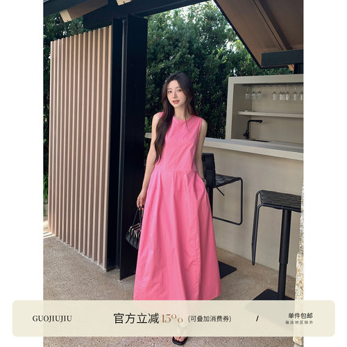 郭九九呢纯棉显瘦无袖连衣裙