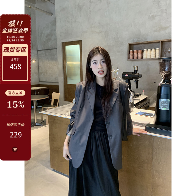 韩版经典黑色西装外套