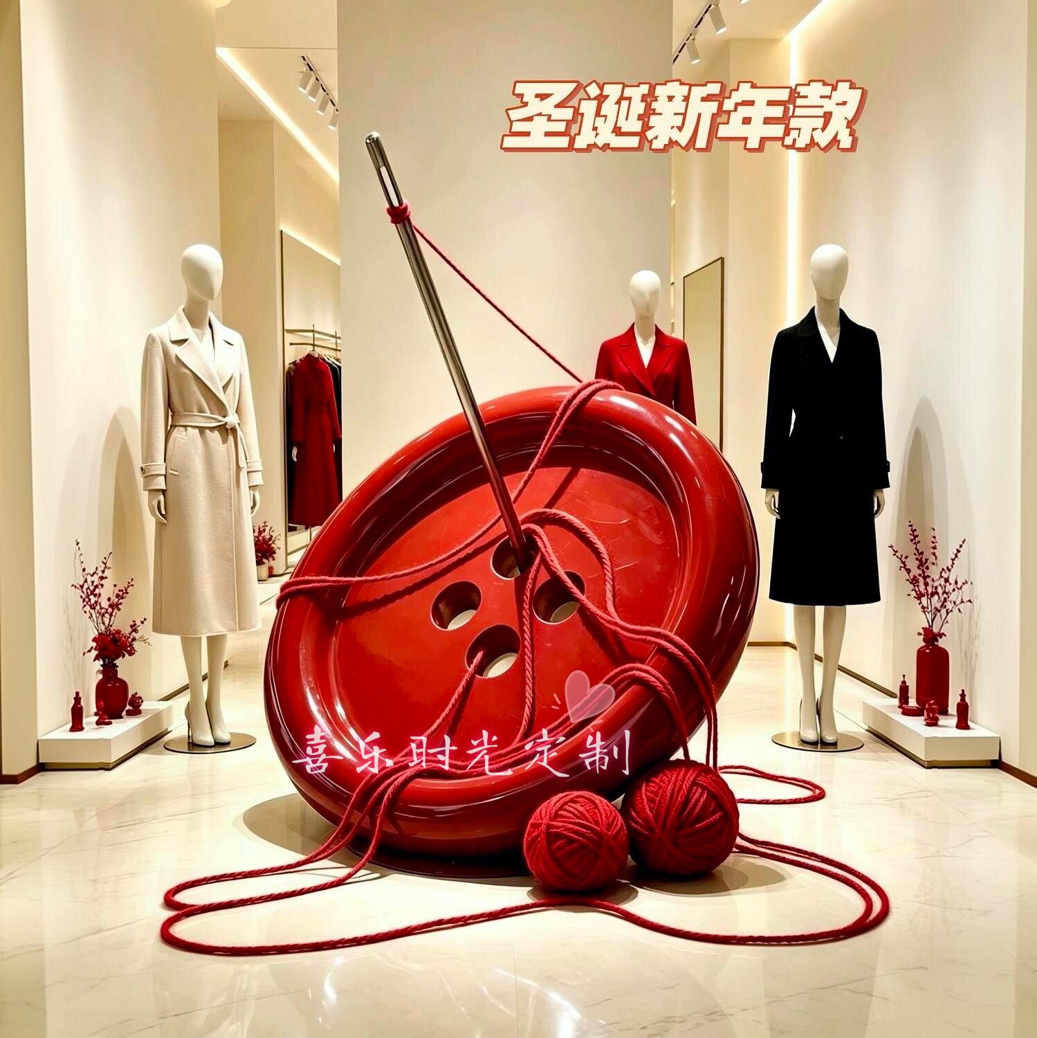 大型手工纽扣毛线装饰摆件国庆春节美陈道具网红拍照氛围布置打卡