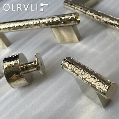 意式黄铜金色复古小拉手轻奢美式家具把手橱柜贝壳手工锤纹小拉手