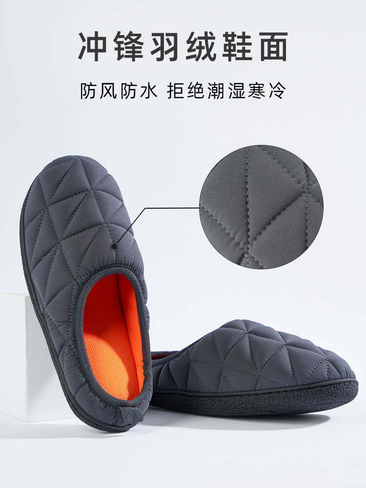 居家棉拖鞋男士冬季防滑保暖透气吸汗静音防水室内软底厚底男棉鞋