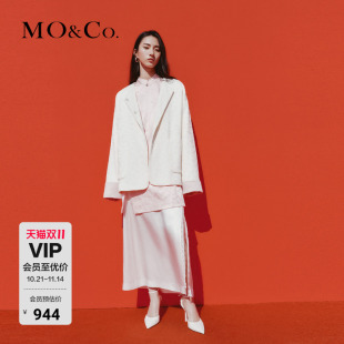 红色 MOCO连衣裙含桑蚕丝春秋桃花竹子提花旗袍改良款 新中式