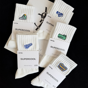 袜子男士 长筒袜白色短筒袜纯棉秋冬厚吸汗防臭男中筒袜潮ins女袜