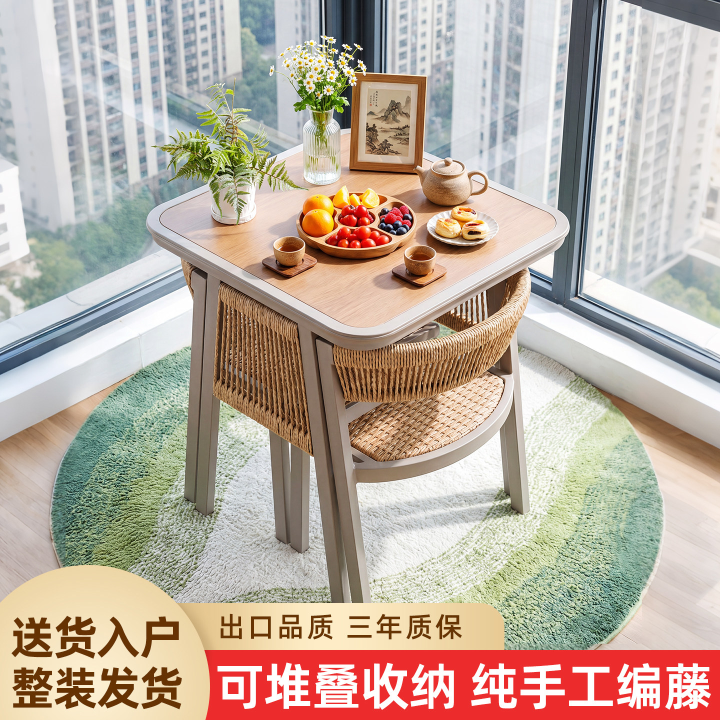 阳台小桌椅三件套家用茶桌椅组合