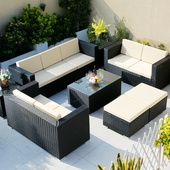 户外桌椅套装 藤编沙发组合室外花园露天阳台茶桌椅别墅庭院休闲