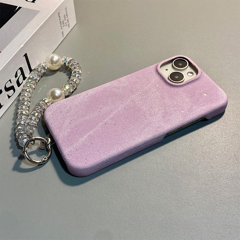 手机壳硅胶简约紫色牛仔纹带手链