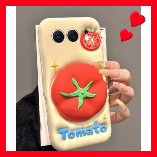 手机壳ins风蔬菜西红柿带立体支架尼龙绳
