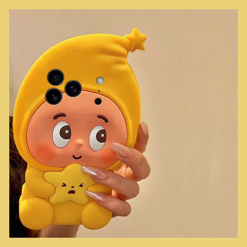 斜眼睛星星人适用苹果17air手机壳iphone16e呆萌15promax可爱14plus趣味13立体12新款11卡通8软xrmax/7xs/6sp