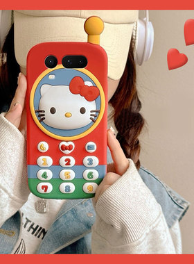 红色kt猫电话机适用华为荣耀magic8proair手机壳mgaic8rsr保时捷设计huawei卡通honor立体大哥大凯蒂猫可爱女