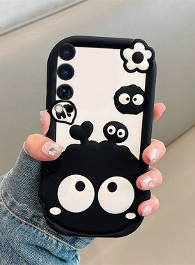 卡通黑色煤球适用vivoiqooneo10pro手机壳iqooneo9spro+立体8趣味7se爱心5s花朵6创意855可爱3十vivo硅胶vovo