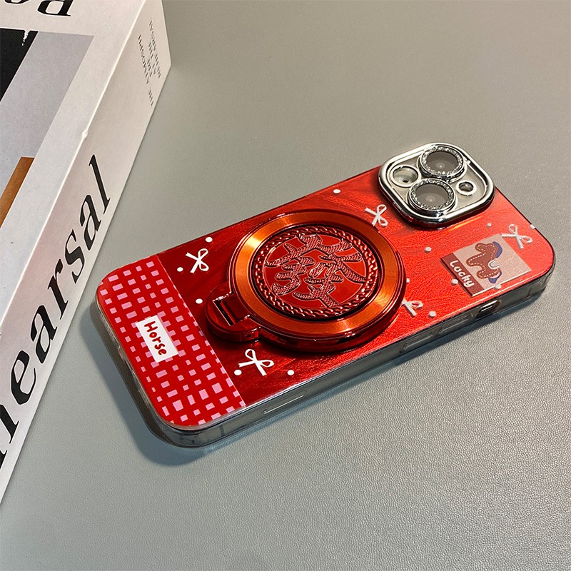 手机壳硅胶2026马年旋转发财支架