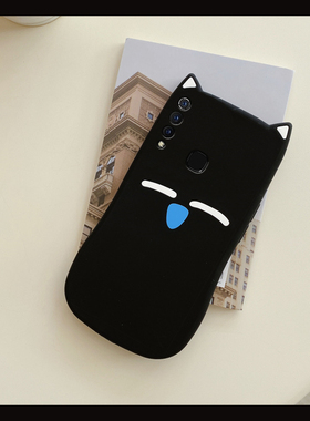 慵懒黑色猫咪适用vivoz6手机壳u3x呆萌y9s可爱z3i趣味y7s立体y5s耳朵y3硅胶z1全包nex3s防摔nex前置指纹版软p