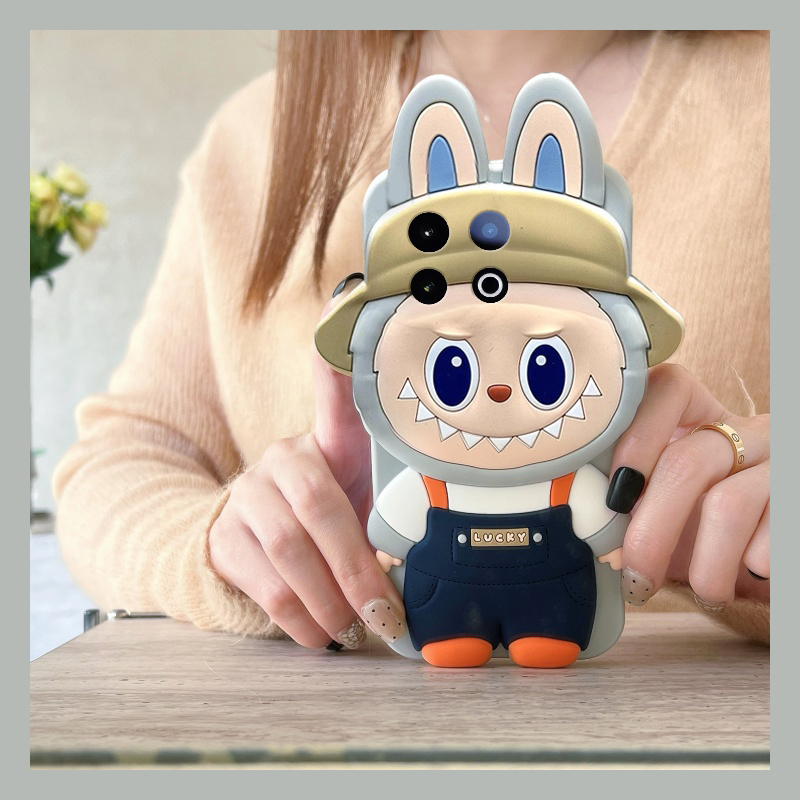 手机壳硅胶卡通趣味背带裤拉布布兔子