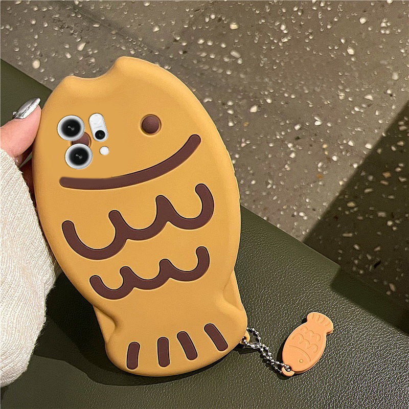 手机壳硅胶卡通趣味鲷鱼烧带挂件