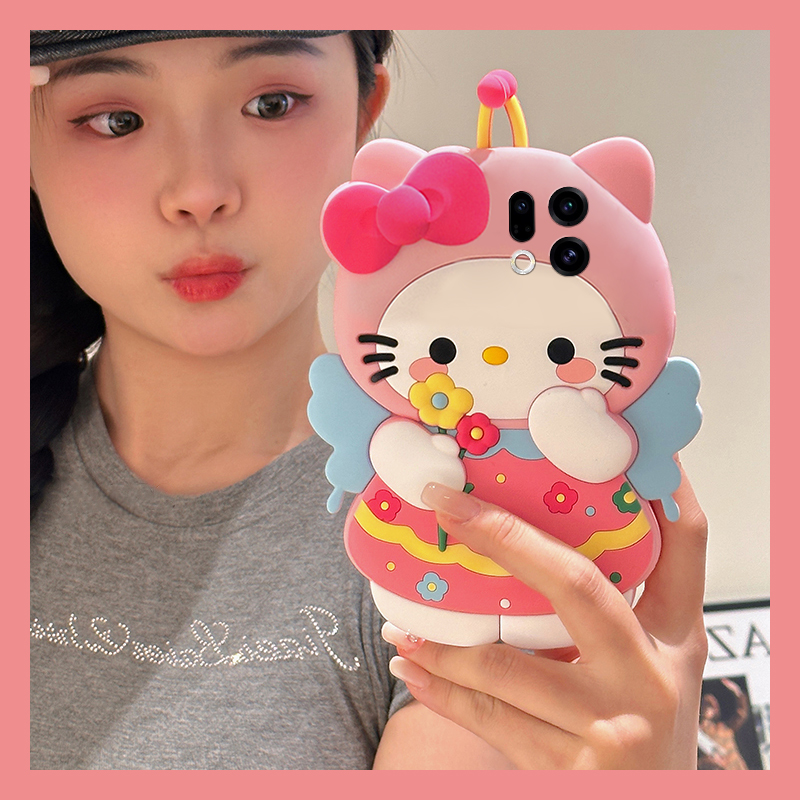 手机壳硅胶卡通呆萌粉色花朵KT猫凯蒂猫