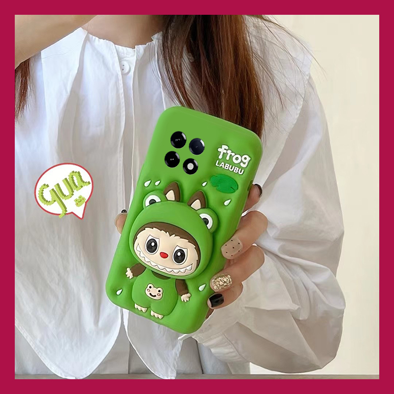 手机壳卡通趣味立体青蛙拉布布支架带挂链