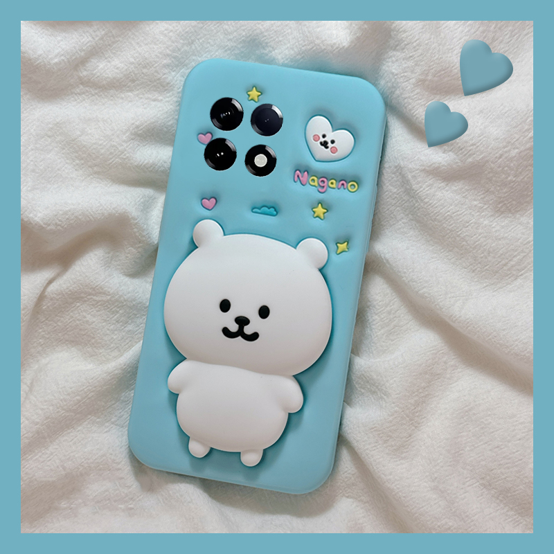 手机壳卡通趣味爱心星星自嘲熊带立体支架