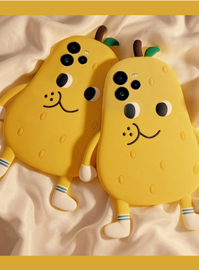 适用oppo真我13pro+手机壳12卡通11立体neo7黄色gt6雪梨gt5表情q3可爱v11趣味v25呆萌gtneo十realme硅胶软壳p