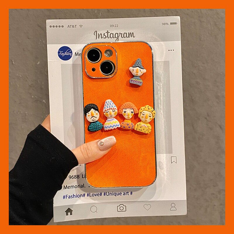 手机壳硅胶丑萌彩色人偶带手绳