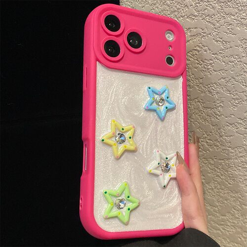 ins风彩色星星适用oppok13turbo手机壳k13x立体k12s带k11挂链k10活力版钻石k9s多巴胺k9pro滴胶k7x女k1套oppo