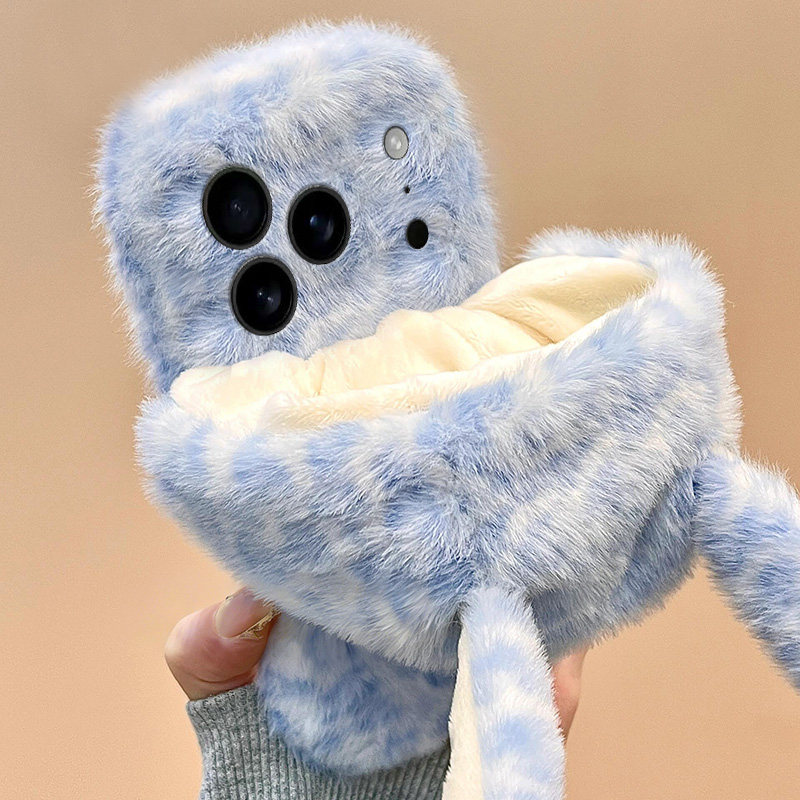 毛绒豹纹兔子耳朵适用苹果17pro手机壳opporeno15卡通vivos50华为pura80立体nova14毛茸茸mate70秋冬红米k90,3C数码配件,手机保护套/壳,淘宝优惠券,粉丝福利购,淘宝优惠卷