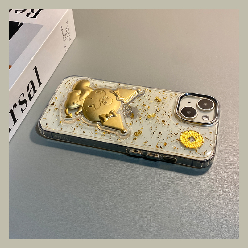 手机壳滴胶金箔金色立体卡通铜钱库洛米